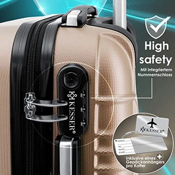 KESSER® 3st. harde koffer, koffer set, reiskoffer set, trolley koffer incl. bagage weegschaal bagagelabel rollend kofferslot 4 wielen ABS hard shell telescopisch handvat M-L-XL
