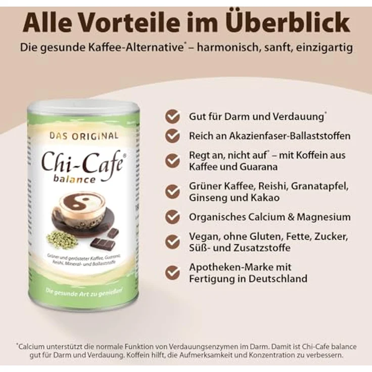 Dr. Jacob's Chi-Cafe balance Pulver 180 g, gesunde Kaffee-Alternative mit mineralstoffen, vegan, ohne Zucker – Bild 2
