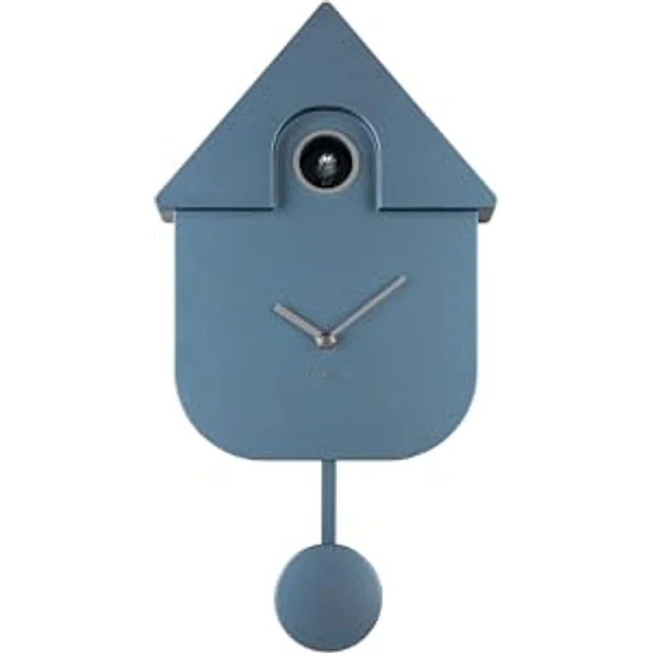 Karlsson Kuckucksuhr Modern Cuckoo Metallic, Rechteckige Wanduhren in Blau, 21.5x8.5x41cm aus Thermoplast, dekorative Ergänzung für modernes Wohnzimmer – Bild 5