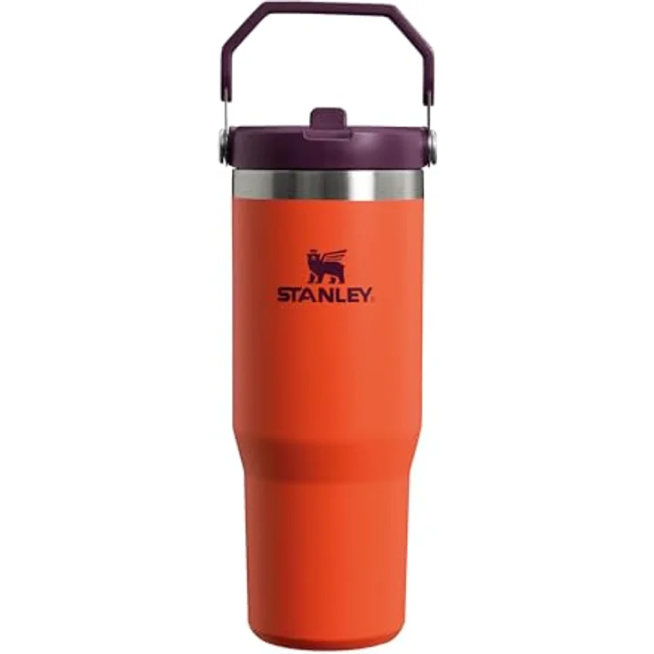 STANLEY Iceflow Flip Straw Tumbler, 0,89 L, Tigerlily, doppelwandige Vakuumisolierung, auslaufsicher, spülmaschinenfest – Bild 1