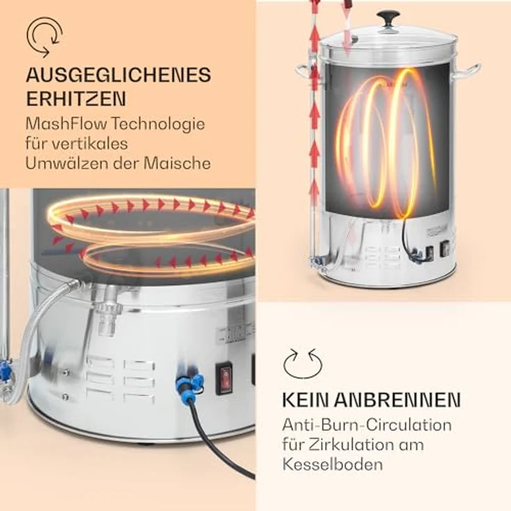 Klarstein Brauheld Smart 45, Bierzapfanlage mit 2500W, 45L Edelstahl, LCD Display, App-Steuerung, 11 Brauschritte – Bild 5