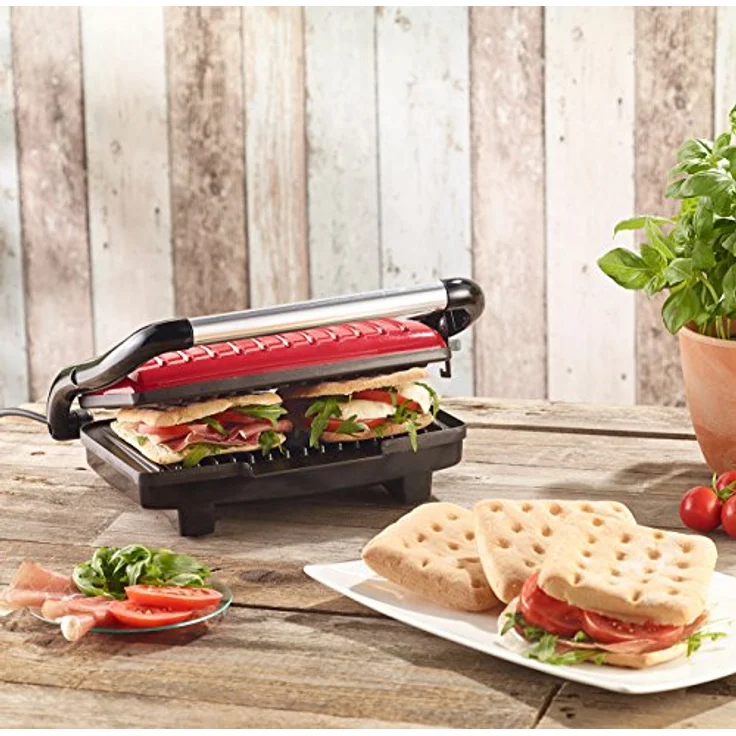 Rosenstein & Söhne CG-2510 Sandwichmaker, Panini-Grill, 1000W, ca. 27 x 16,5 cm, Kontrollleuchte, rot – Bild 8