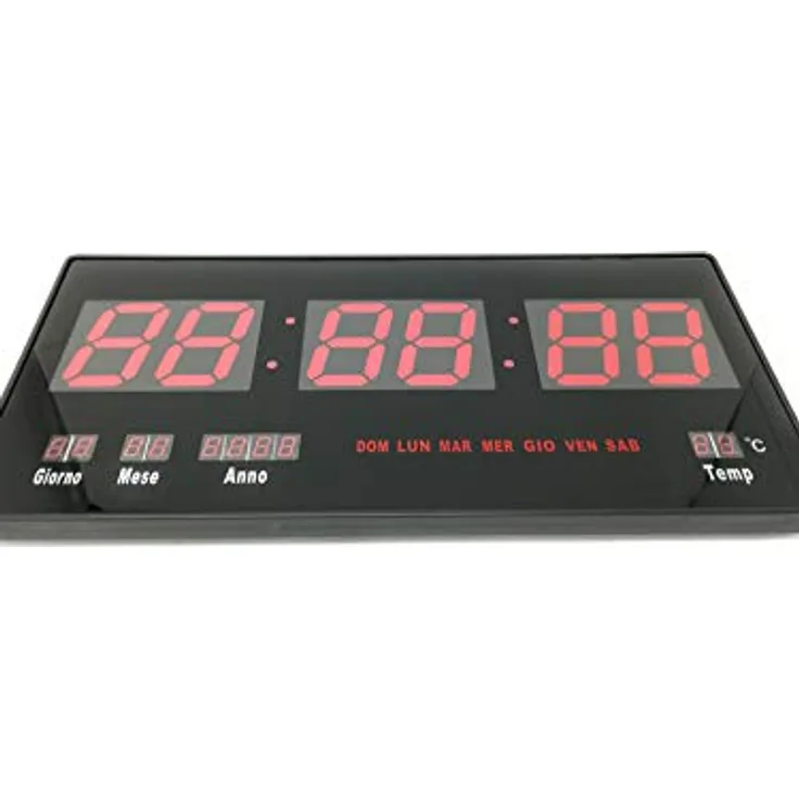 tempo di saldi Digitale LED-Wanduhr mit Datumsanzeige und Thermostat Slim Datum Temperatur