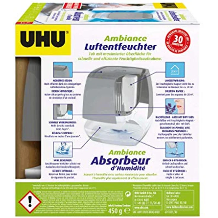 UHU Luftentfeuchter Ambiance anthrazit, 450 g - Bekämpft Kondensation und Feuchtigkeit mit einzigartigem Umluftsystem – Bild 3