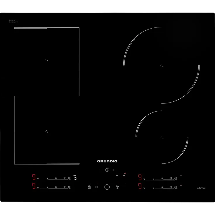 Grundig Induktions-Kochfeld GIEI627474PN, 4 Kochzonen, Touch-Slider-Bedienung, schwarz