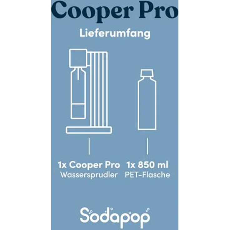Sodapop Wassersprudler Cooper Pro, schlankes Design, 1x 850ml PET-Flasche, weiß – Bild 9