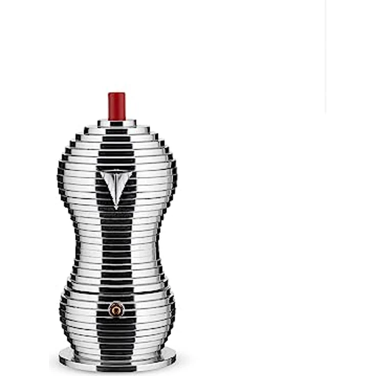 Alessi MDL02-3RFM Pulcina Espressomaschine - Gußaluminium. Griff und Knopf - PA, rot. Magnetboden - 3 Tassen – Bild 2