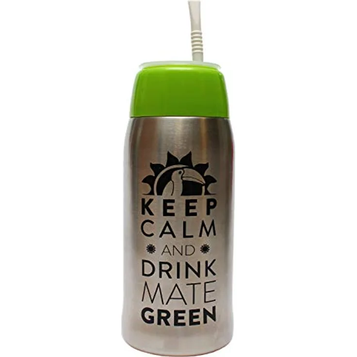 Mate Green Matermo Yerbomos 4.0 Green 580 ML for Yerba Mate Tee 580 ML, ein tragbares Zubehör für Yerba Mate, funktioniert wie eine Thermoskanne mit einer Wasserflasche und hält die Wass, 13310
