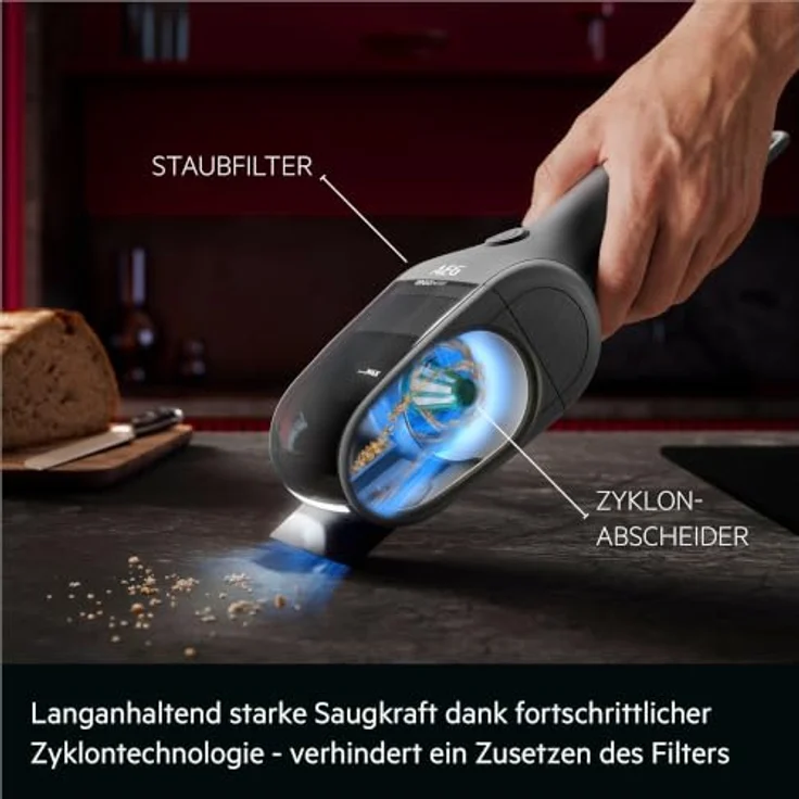 AEG ErgoMini Kabelloser Akku Handstaubsauger AH1EM10DG, ultraleichtes Design, starke Saugleistung, grau – Bild 5