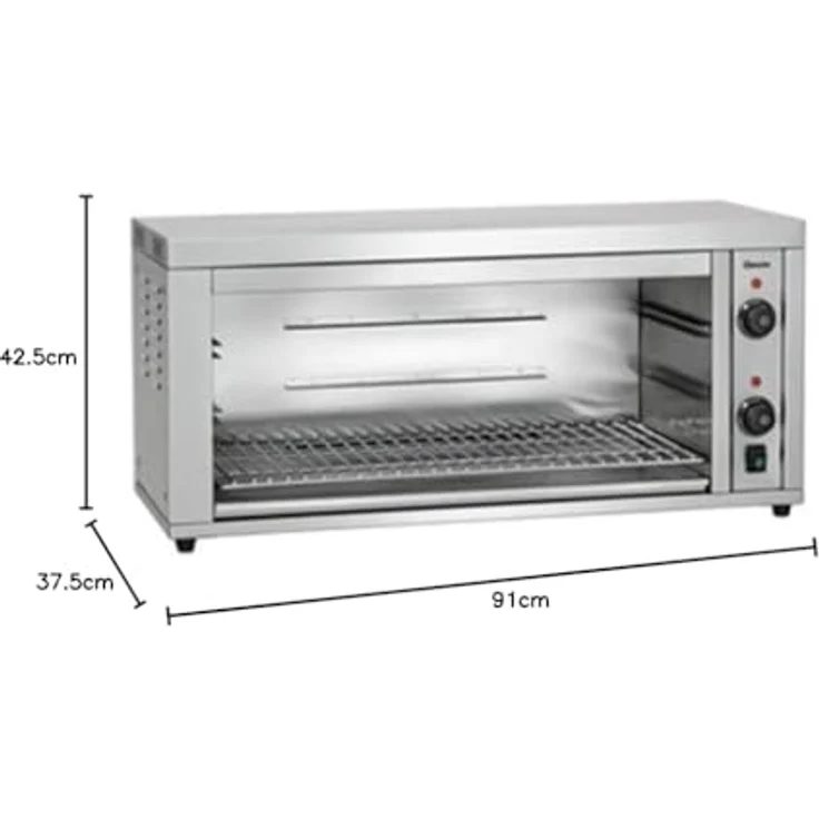 Bartscher Salamander 700-2Z II, Minibackofen mit 4,4 kW Leistung, Edelstahl, 2 Heizzonen, Grillrost 70,5 x 32,0 cm – Bild 2