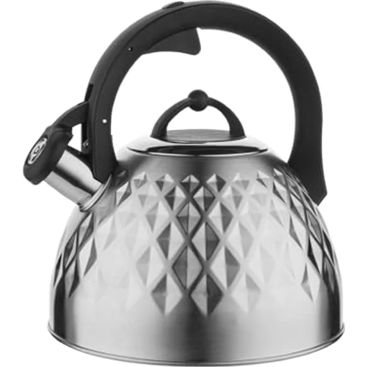 Florina Fenny Satin Wasserkessel Induktion 2,5 L Flötenkessel aus Edelstahl mit Cool-Touch-Griff und integrierter Pfeife – Bild 1
