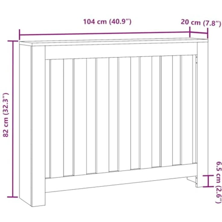 vidaXL Heizkörperverkleidung Schwarz, 104x20x82 cm, Holzwerkstoff mit modernem Latten-Design und pflegeleichter Oberfläche – Bild 3