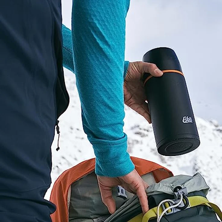 Esbit Isolierflasche, 0,5L, aus Edelstahl, inkl. zwei Trinkbecher, schwarz – Bild 7