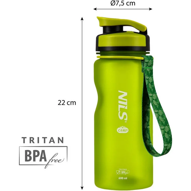 NILS CAMP NC1740 Tritan Trinkflasche, 600ml, ergonomische Form, BPA-frei, auslaufsicher, inkl. Griff