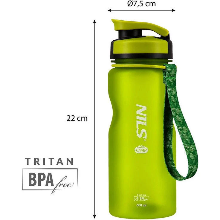 NILS CAMP NC1740 Tritan Trinkflasche, 600ml, ergonomische Form, BPA-frei, auslaufsicher, inkl. Griff