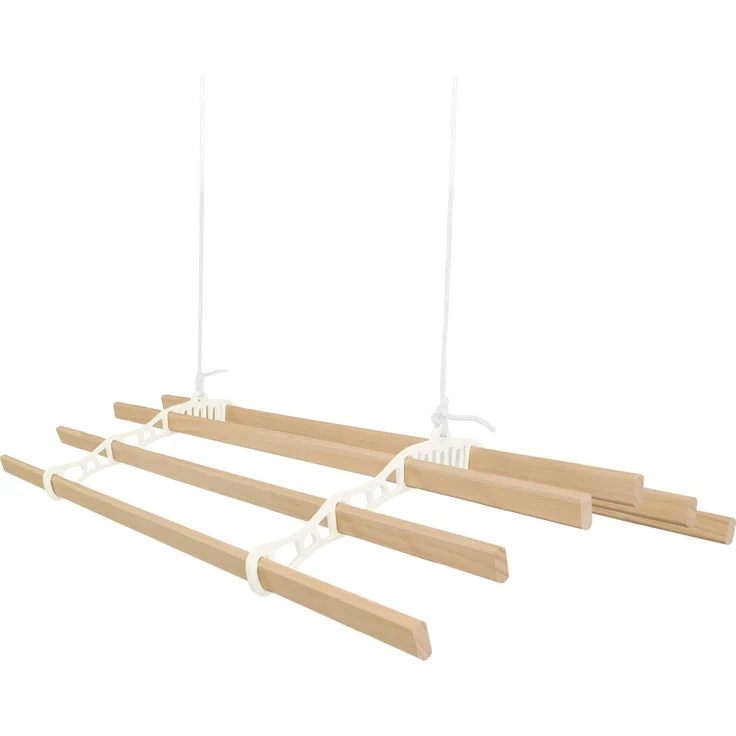 Monster Shop Decken-Wäscheständer, traditionell montiert, 6 Latten, 2 m, elfenbein, ausziehbar, Gusseisen, lackiertes Kiefernholz, inkl. Befestigungsset – Bild 1