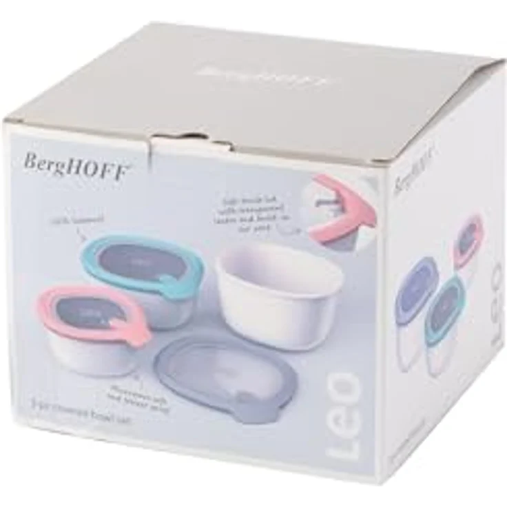 BergHOFF LEO 3er-Set Frischhaltedosen mit Deckel, spülmaschinenfest, mikrowellen- und gefriergeeignet, neutraler Ton – Bild 8