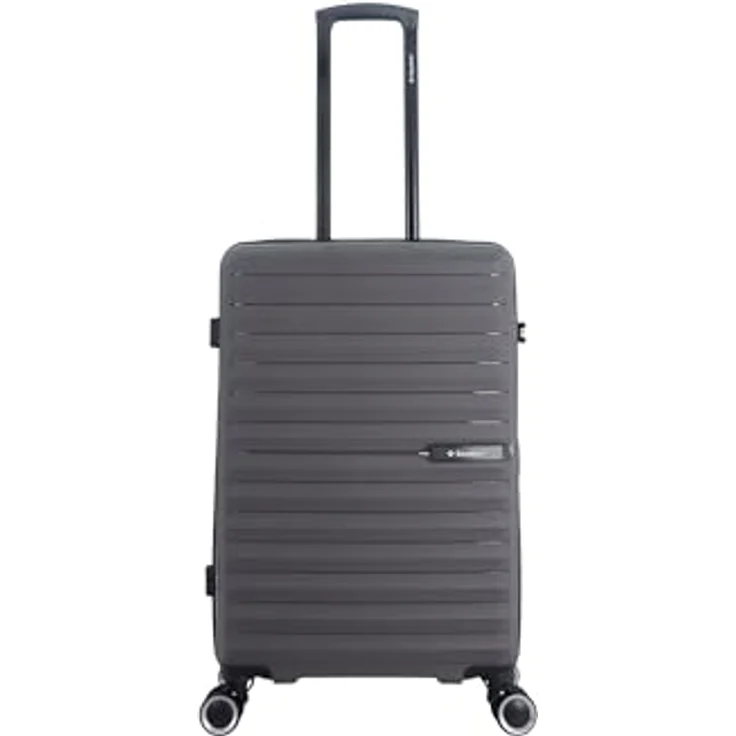 SAXOLINE Reisekoffer Fiesta M, grau, 72 l Volumen, 65,5 x 42 x 26 cm, robuster Hartschalenkoffer mit 360° Schwenkrädern – Bild 1