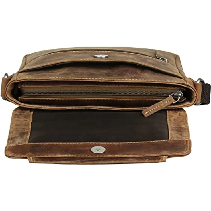 Greenburry Vintage Umhängetasche Leder, 22 cm, braun, 100% Leder – Bild 4