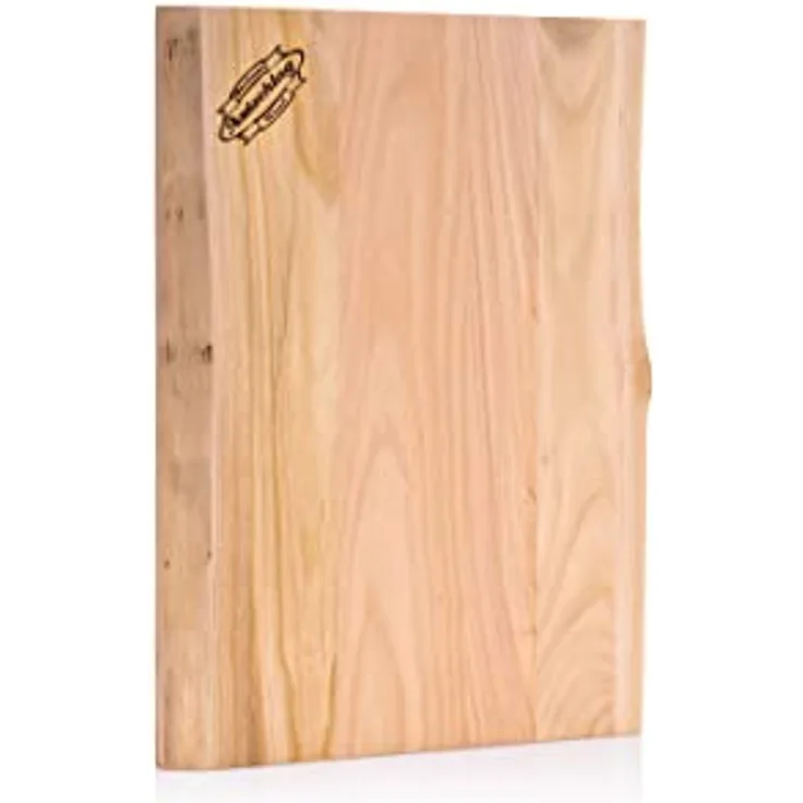 Axtschlag Arbeits- & Schneidebrett, edles Kirschholz, mit Baumkante, 400x350x25 mm, großes Küchenbrett, massives Holz, pflegeleicht, beidseitig verwendbar