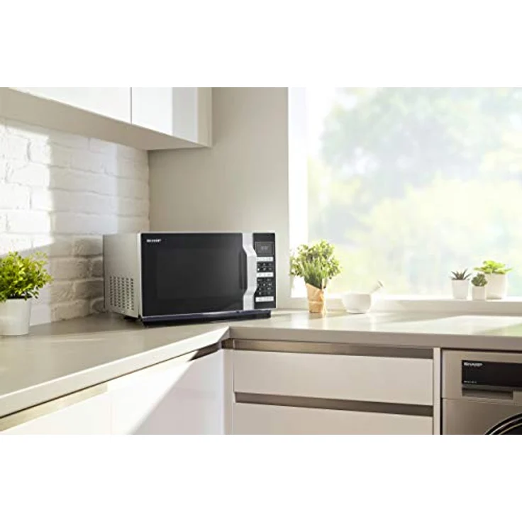 Sharp R-860S 3-in-1 Mikrowelle mit Grill und Heißluft, Standgerät, 25 Liter Garraum, 900 Watt, 49 cm, Programmautomatik, Gewicht und zeitgesteuertes Auftauen, edelstahl – Bild 5