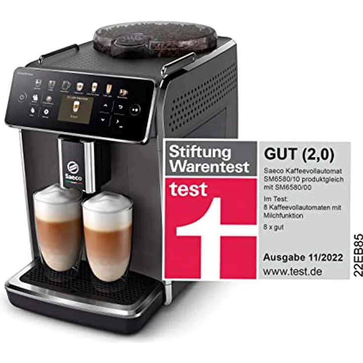 Saeco GranAroma Kaffeevollautomat – 14 Kaffeespezialitäten, Intuitives Farbdisplay, 4 Benutzerprofile, Keramikmahlwerk, 1500 Watt, 1800 Milliliter, 38.3 x 26.2 x 44.8 cm,(SM6580/10) – Bild 2