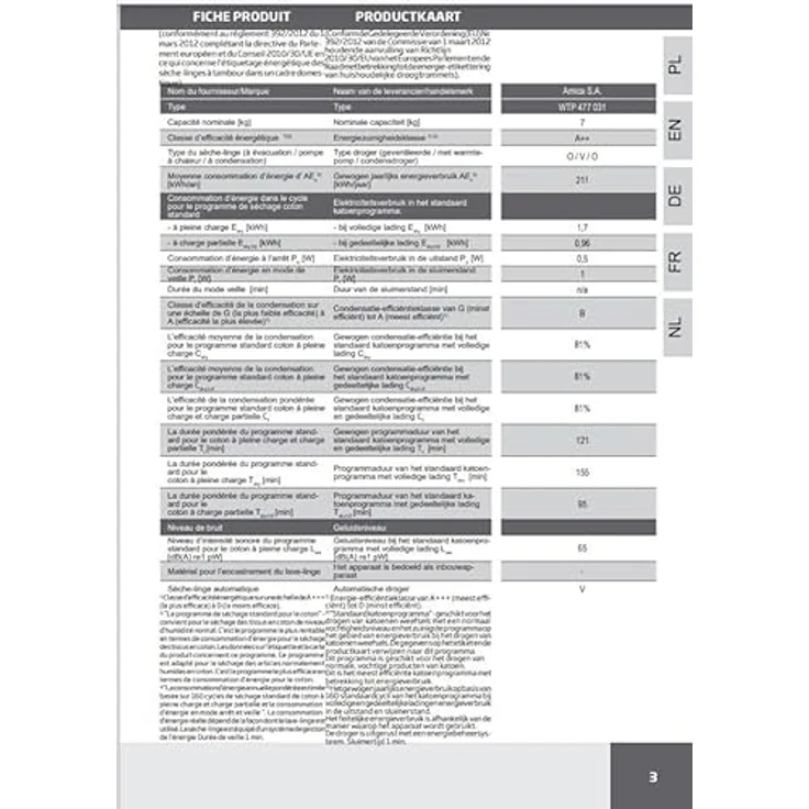 Amica WTP 477 031 Wärmepumpentrockner / 7 kg/A++ / 15 Programme/Startzeitvorwahl/Innenbeleuchtung/Umweltschonendes Kältemittel R290 – Bild 5