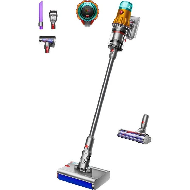 Dyson V12s Detect Slim Submarine, Handstaubsauger mit Hyperdymium™ Motor, Nass- und Trockensauger, Gelb/Glanz Nickel
