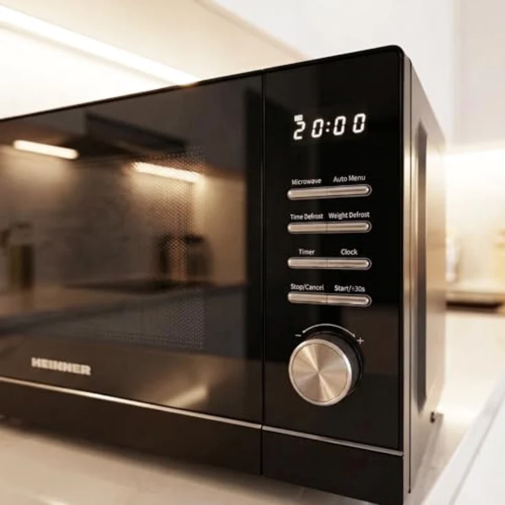 Heinner HMW-MD25DMRBK, Solo-Mikrowelle mit 25 l, 800 W, LED-Display, schwarzes Design – Bild 7