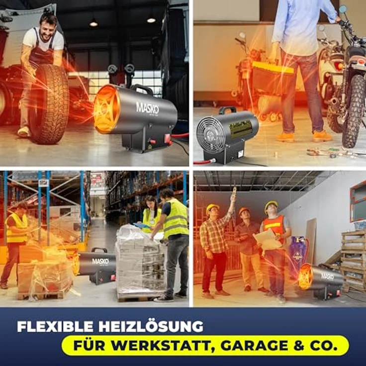 MASKO Gasheizgebläse Heizkanone, 15 KW, inkl. Gasschlauch & Druckminderer, robustes Nirosta-Gehäuse, Heizleistung für 100-300 m² – Bild 5