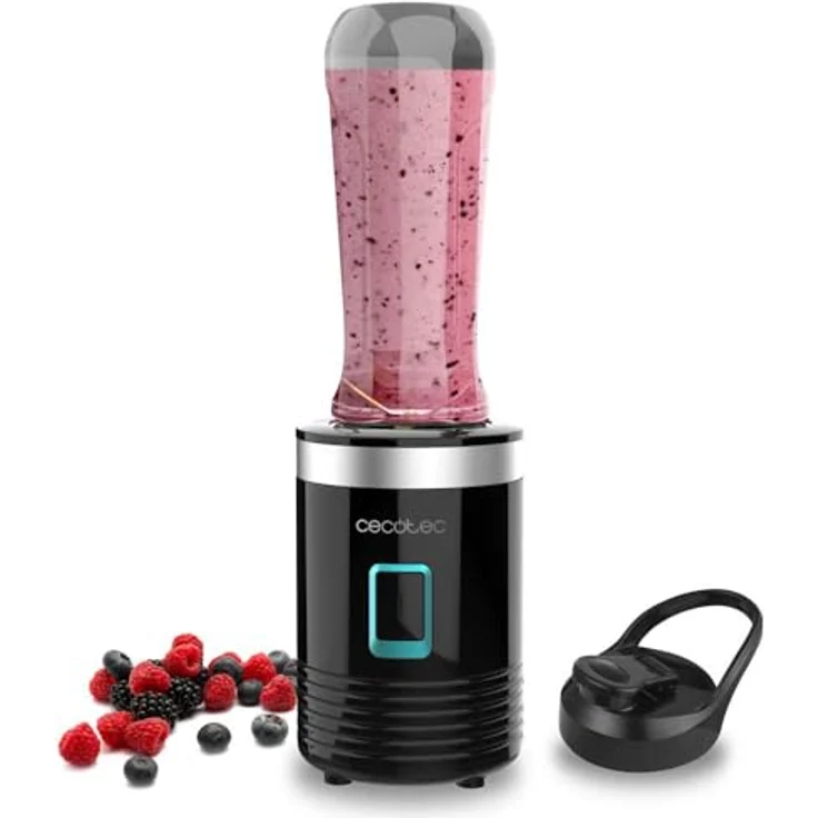 Cecotec Tragbarer Einzelstandmixer Power Titanium 300, 350W, 4 Klingen mit schwarzer Titanbeschichtung, 600ml, spülmaschinenfeste Teile, Ein-Knopf-Bedienung – Bild 1