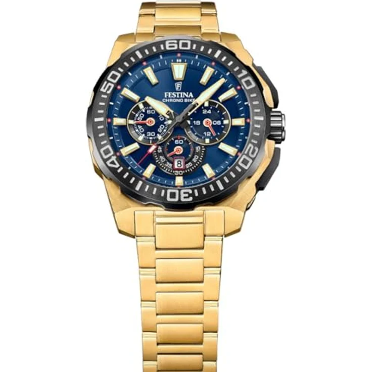 Festina F20727/1 Chrono Bike, Herrenuhr Analog aus Edelstahl 316L goldfarben, Quarzwerk, Chronograph, Datum, gehärtetes Mineralglas, wasserdicht 20 ATM – Bild 3