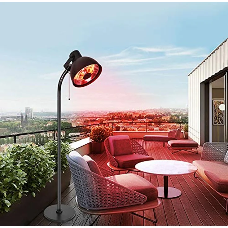 Cepewa Elektro Terrassen Heizstrahler | Halogenheiztechnologie | 3 Heizstufen | Spritzwasserschutz | Design Heizpilz Ø 50cm - Preisvergleich – Bild 5