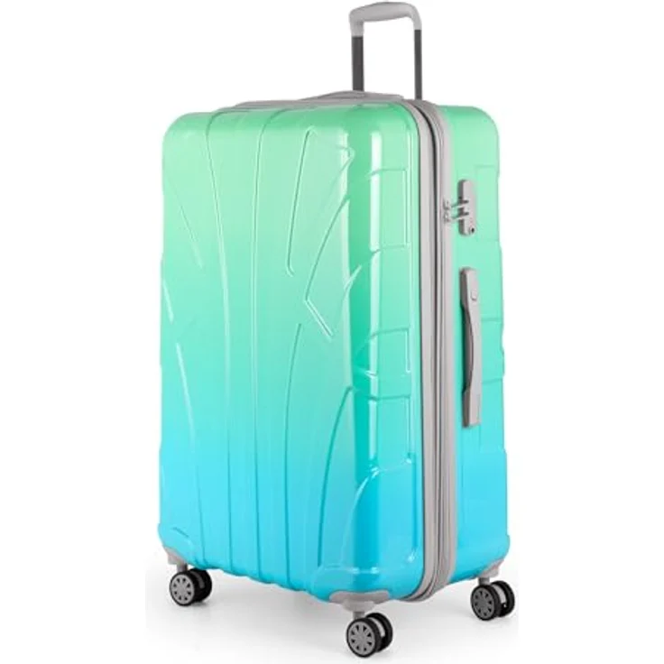 suitline großer Hartschalen-Koffer Trolley Rollkoffer XL Reisekoffer, TSA, 76 cm, ca. 96-110 Liter, PC glänzend, Northern Lights Gradient Design Verlauf – Bild 1