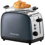 Russell Hobbs Toaster [für 2 Scheiben] Colours Plus Edelstahl Grau (extra breite Toastschlitze, inkl. Brötchenaufsatz, 6 Bräunungsstufen + Auftaufunktion, Lift & Look-Funktion, 1600W) 26552-56