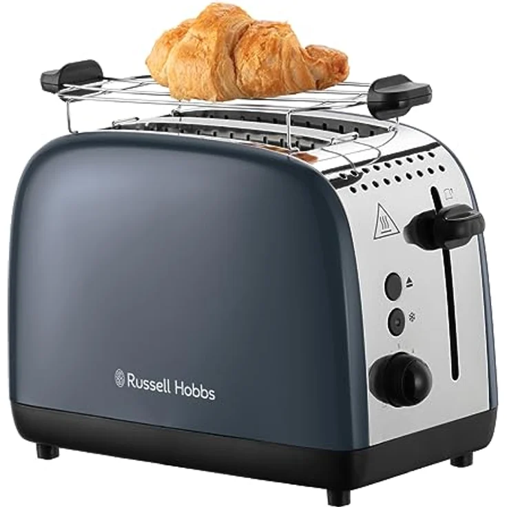 Russell Hobbs Toaster [für 2 Scheiben] Colours Plus Edelstahl Grau (extra breite Toastschlitze, inkl. Brötchenaufsatz, 6 Bräunungsstufen + Auftaufunktion, Lift & Look-Funktion, 1600W) 26552-56 – Bild 1