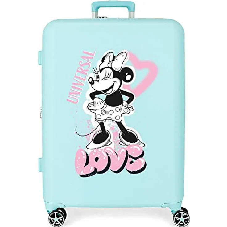 Disney Minnie Heart Türkis mittlerer Koffer 48x70x26 cm Starres ABS Integrierter TSA-Verschluss 88L 3,98 kg 4 Doppelräder