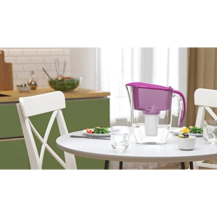 AQUAPHOR Wasserfilter Smile Cyclamen inkl. 1 A5 Filter I Reduziert Kalk & Chlor I Karaffe für 2,9l I Kompakter & leichter WasserfiIter I Tischwasserfilter I Passt in die Kühlschranktür – Bild 3