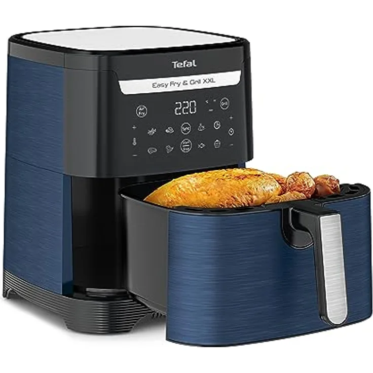 Tefal EY8014 Easy Fry & Grill XXL Heißluftfritteuse | 6,5 L Fassungsvermögen | 2-in-1 Technologie | zeitsparend | 8 automatische Garprogramme | Grill-Technologie | Wanted Blue
