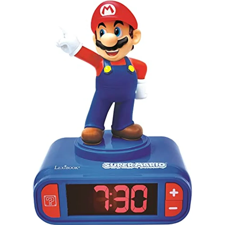 LEXIBOOK Nintendo Super Mario Digitaler Wecker, Blau mit Nachtlicht und Schlummerfunktion – Bild 1