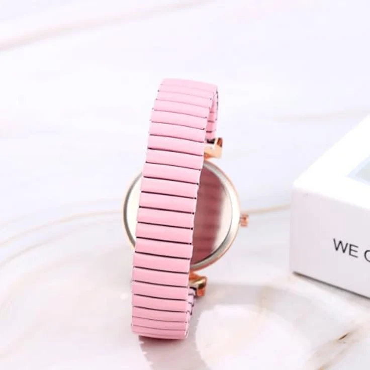 JewelryWe Damenuhr Elastisch mit Zirkonia-Diamanten, rosa Edelstahl, Analog Quarz, Stretch-Armband und leicht ablesbarem Zifferblatt – Bild 3