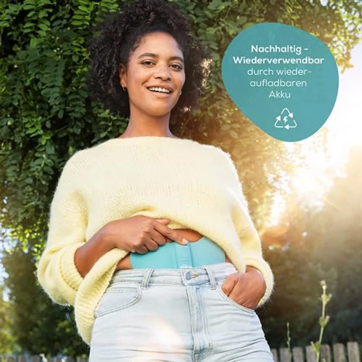 Beurer EM 55 Menstrual Relax+, gegen Menstruationsschmerzen und Schmerzen aus Endometriose, TENS und Wärme-Funktion, mit wiederaufladbarem Akku, Größere Wärmefläche, türkis – Bild 4