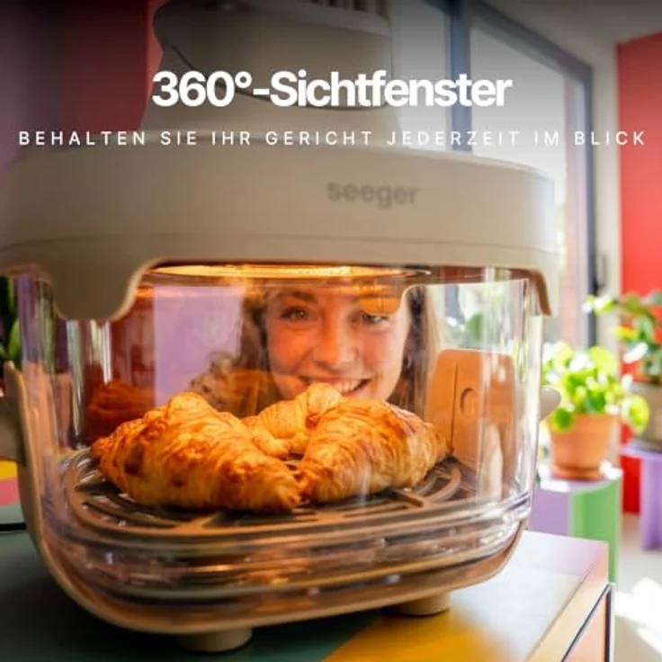 Seeger ClearFry Glas Heißluftfritteuse, 6 Zubereitungsfunktionen, PFAS-frei, 2 Glasbehälter (4,5 L + 2,5 L), Temperatur von 60°C bis 200°C – Bild 2