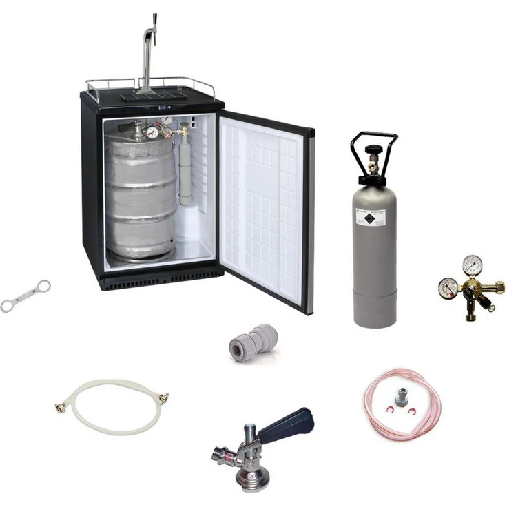 ich-zapfe Bierzapfanlage Fassbierkühlschrank bis zu 50L, automatische digitale Temperaturregelung, leise mit 42 dB, inkl. eleganter Schanksäule und Kompensatorhahn