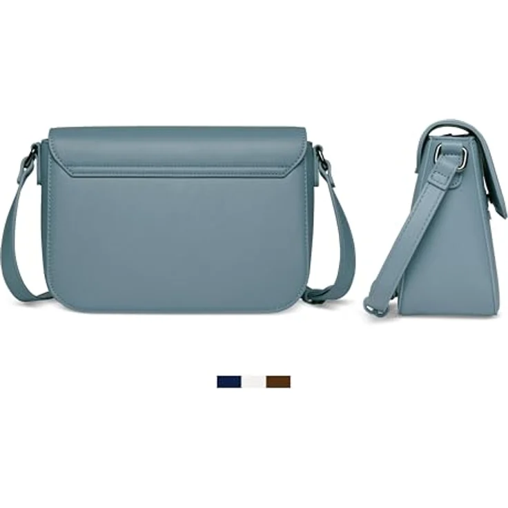 Bugatti Almata Umhängetasche M, Blau, 25 cm, aus strapazierfähigem Polyurethan mit Reißverschluss und verstellbarem Schultergurt – Bild 3