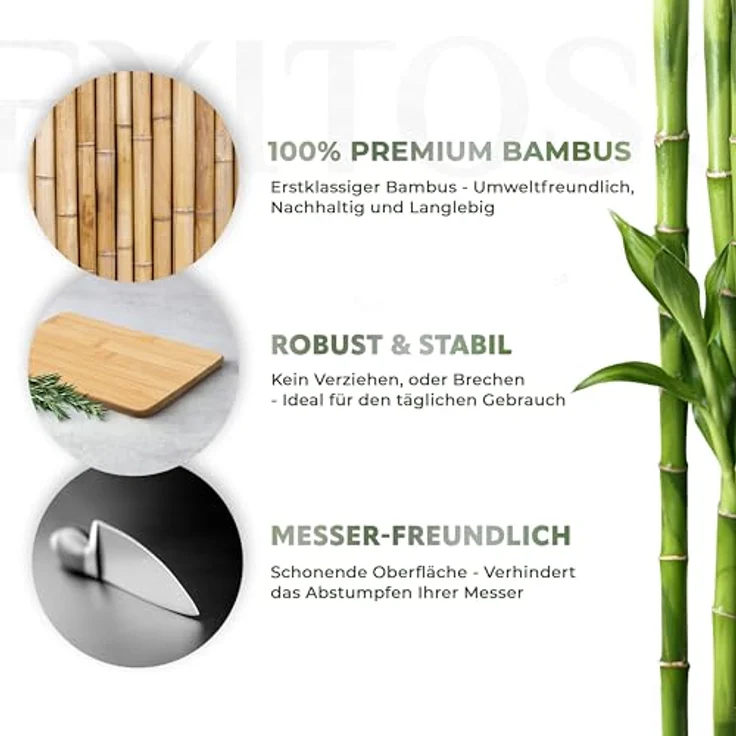 Exitoso® Schneidebretter 6er-Set aus Bambus - 22 x 14 cm - Langlebig und umweltfreundlich - Antibakteriell - Vielseitig einsetzbar – Bild 2