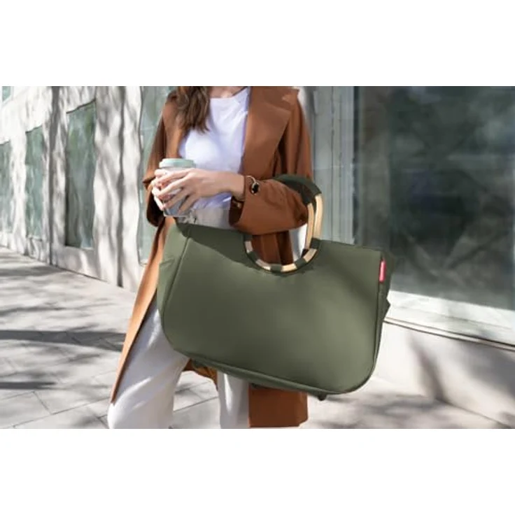 reisenthel Loopshopper L, Einkaufstasche mit großem Hauptfach und gepolsterten Tragegriffen aus Aluminium, 46 cm, Grün, nachhaltig aus recyceltem Material – Bild 4