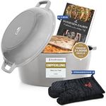 Ottia Gusseisen Topf, Brot Backen mit eBook & Ofenhandschuh, 4,5+1,8L Volumen, Emaille Topf, Induktion geeignet