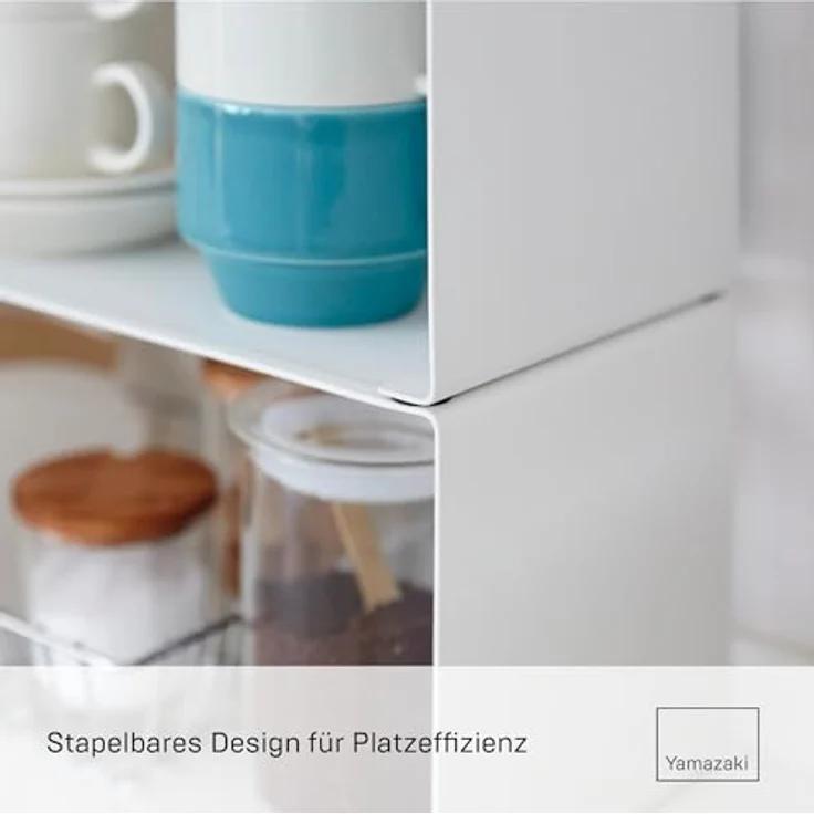 Yamazaki Küchenregal Tower, stapelbarer Küchen Organizer mit zusätzlichem Stauraum, Weiss – Bild 3