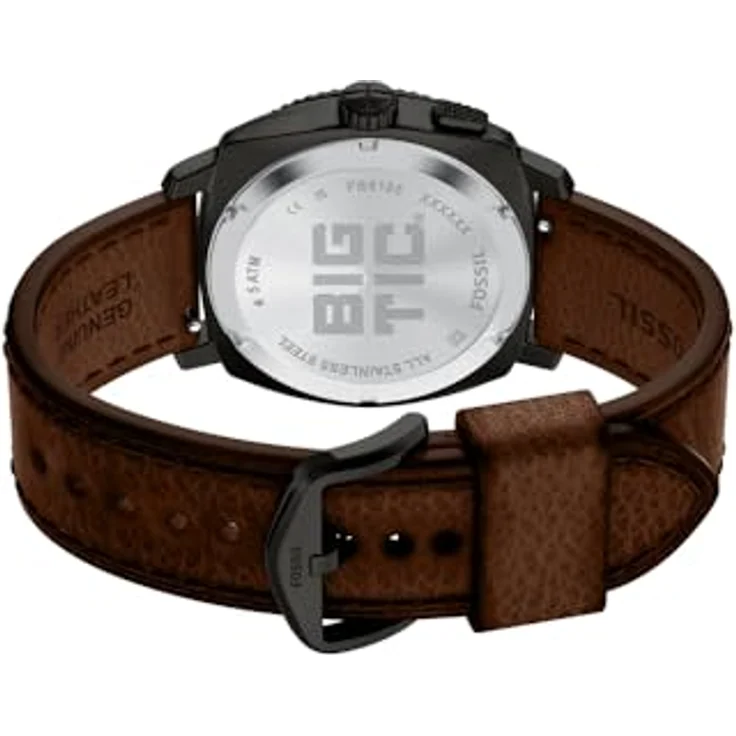 Fossil Machine Uhr für Herren, 41-mm Ana-Digi-Bigtic-Uhrwerk, schwarzes Edelstahlgehäuse, braunes Lederarmband, wasserdicht bis 50 m – Bild 5